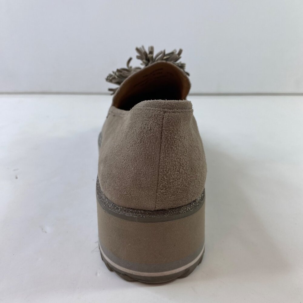 Johnston & Murphy Womens Suede Taupe Tassel Loafers Platform Wedge Size 8.5 - Picture 5 of 8